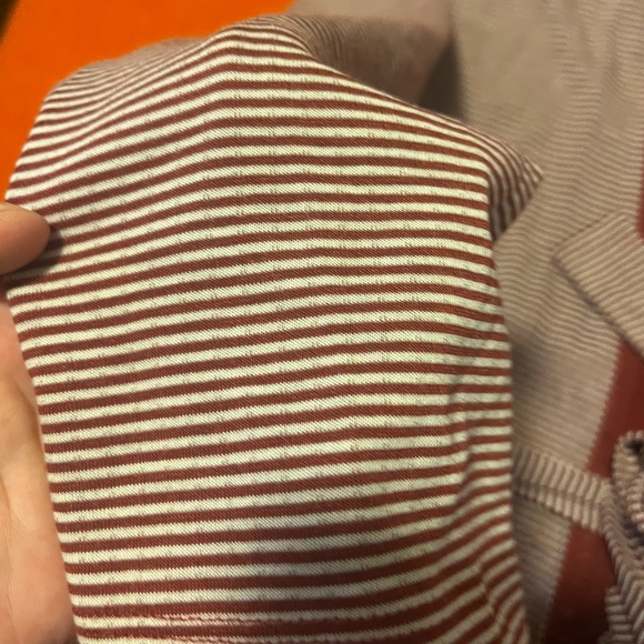 Eco-friendly burgundy and ecru stripes double-faced robe NWT - Picture 4 of 11